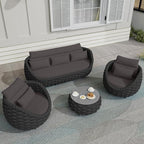 TWT 6-Piece Aluminum Patio Furniture Set, Modern Outdoor Conversation Set - Image 4