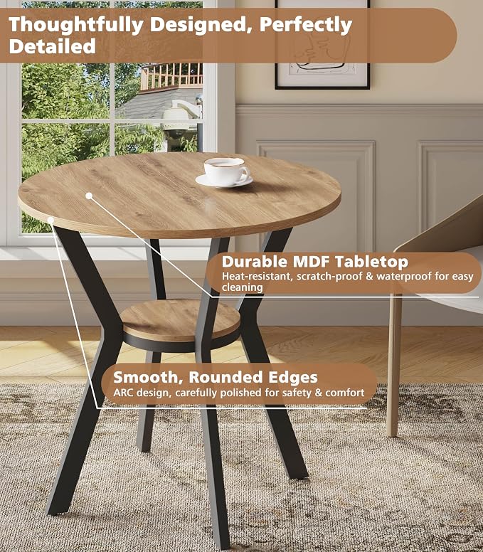 Round Kitchen Tables for 2-4, 31.5" Small Dining Tables - Image 4