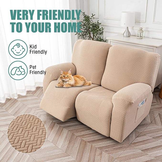 Genina Recliner Loveseat Cover Stretch Couch Covers Sofa slipcover - Image 3