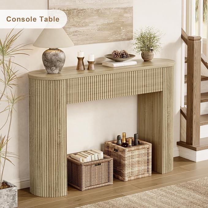 MECHYIN 47" Console Table, Fluted Sofa Table - Image 8