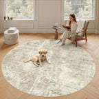 Soalmost Round Rugs 8ft Living Room Circle Area Rug 8x8 Beige/Gray Vintage | by Soalmost