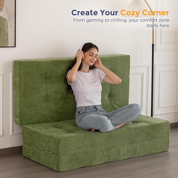 MAXYOYO 6" Folding Sofa Bed for Floor, Tufted Tri-Fold Floor Mattress - Image 3