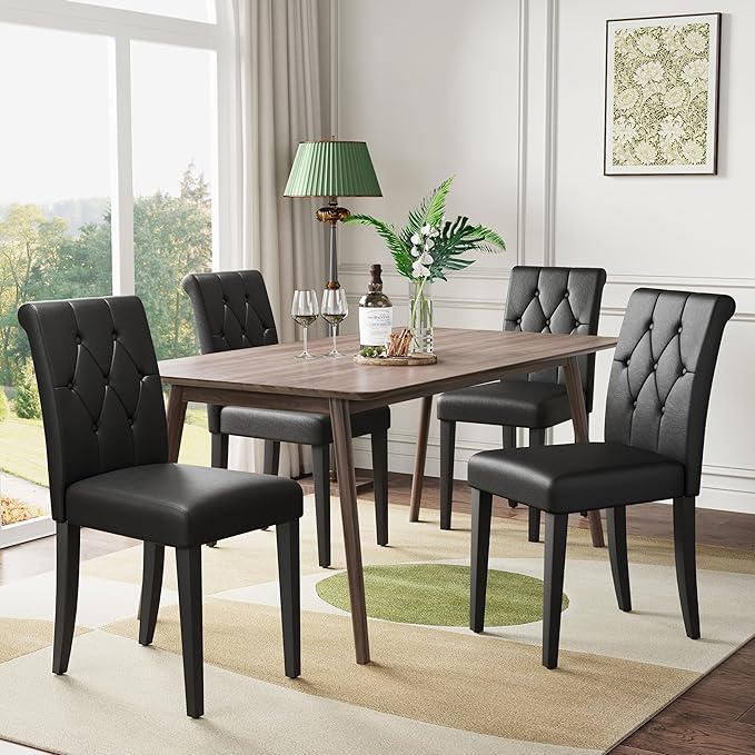 Welzona Upholstered Dining Chairs Set of 4, Button Tufted Parsons Dining Chair by WelzonaDirect