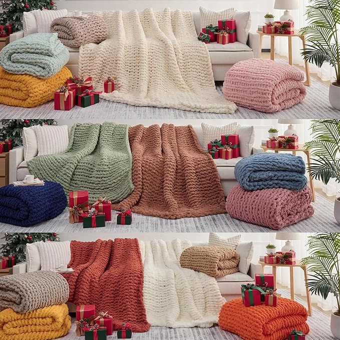 L'AGRATY Chunky Knit Throw Blanket - Image 7