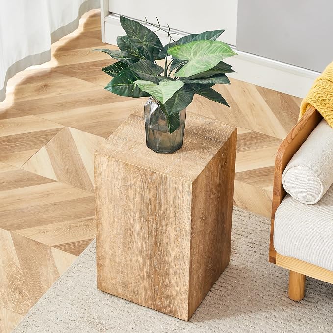 Rustic Natural Rectangular End Coffee Table, Modern Elegant Bedside Nightstand - Image 8