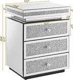 Mirrored Nightstand with 3 Drawers, Mirror End Table, Modern Bedside Table - Image 2