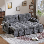 Convertible Sleeper Sofa Bed, 86 Inch Chenille Pull Out Couch by Outdoorchairs