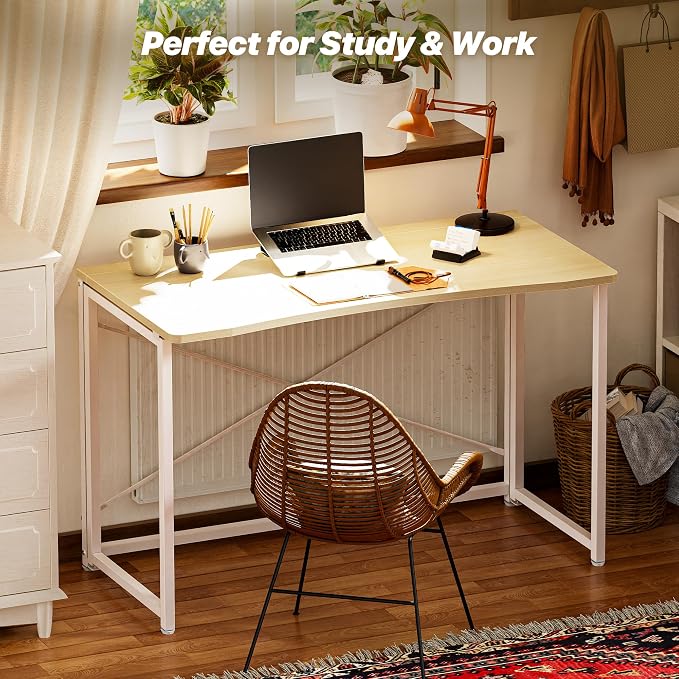 Huuger Folding Desk for Small Spaces, 39.3 Inch Foldable Computer Table - Image 8