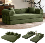 79" Convertible Sofa Bed with Fixed-Shape Frame & Removable Armrests, Modular by SAVENICA
