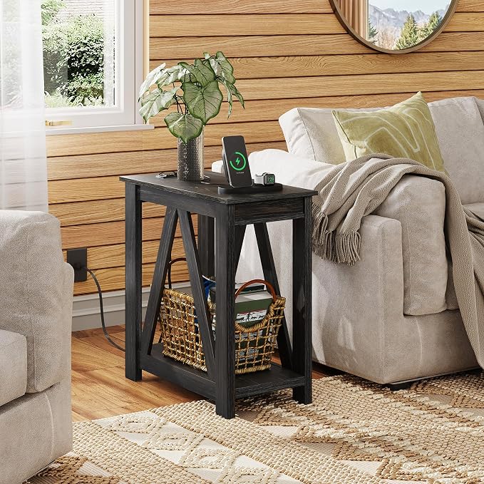 WLIVE Narrow Black End Table - Image 2