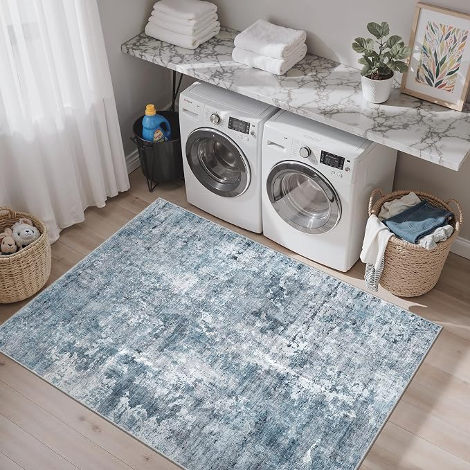 Soalmost Abstract 4x6 Area Rug Washable Rugs - Image 3