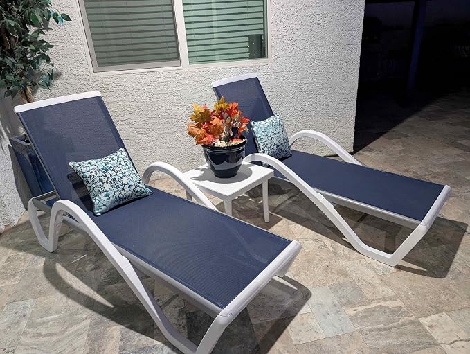 PURPLE LEAF Patio Chaise Lounge Chair Set of 3 Outside Aluminum Plastic - Image 4