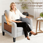 Accent Chair for Living Room Modern Linen Upholstered Armchair Side Wooden - Image 5