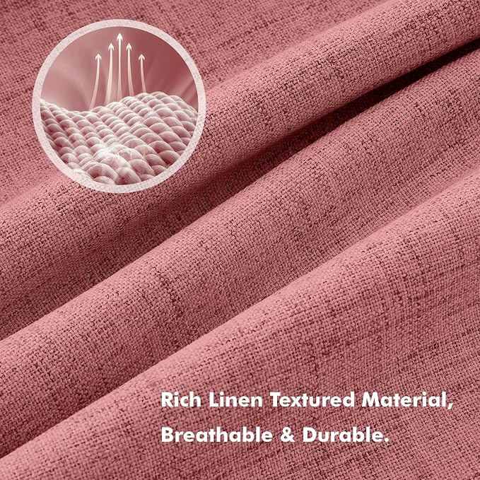 MIULEE 100% Blackout Linen Curtains 42 x 84 Inch Dusty Rose Pink 2 Panels | - Image 3