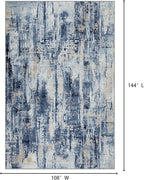 9x12 Area Rugs for Living Room: Washable Abstract Blue Gold Badroom Carpet | - Image 2