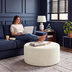 BSHOMGI Round Ottoman, Corduroy Ottomans Foot Stool, 27.5" Pouf Footstool - Image 9