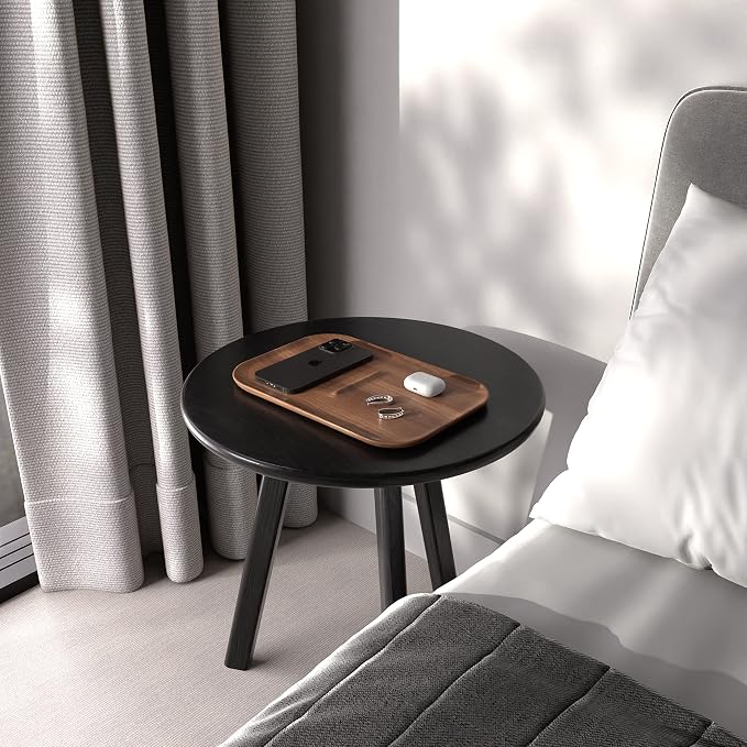 Round End Table Side Table 100% Solid Wood Occasional Table Minimal - Image 8