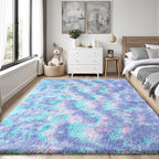 PLHXFR 5x7 Area Rugs Living Room: Fluffy Bedroom Soft Shag Rug Kid Rainbow | - Image 2
