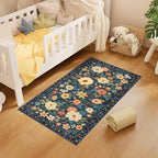 DUKINO 2x4 Entryway Rug, Floral Washable Kitchen Rugs Non Slip, Soft Indoor - Image 4