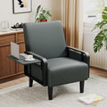 Andeworld Modern Grey Accent Chair, PU Leather Upholstered Armchair Side Chair by Andeworld