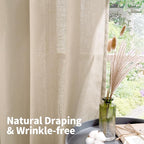YoungsTex Tan Linen Semi Sheer Curtains 84 Inches Long - Image 5