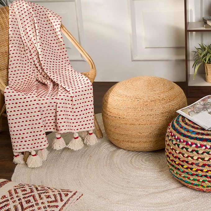 · REDEARTH · Jute Circular Jute Pouf Ottoman - Image 8