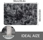 Small Tie-Dyed Area Rug for Bedroom 2x3 Mini Black Grey Fluffy Rug Mat Bedside - Image 2