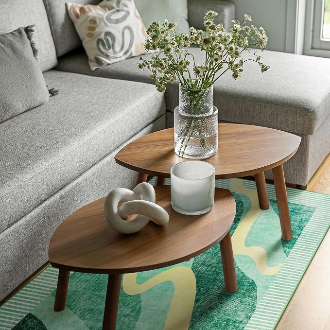 Ompaa Living Room Rug 5x8 Green Area Rug Machine Washable Rug Non Slip Indoor - Image 3