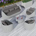 TWT Outdoor Patio Furniture Set, 5 Pieces Aluminum Sectional Sofa, Metal Patio by TWT