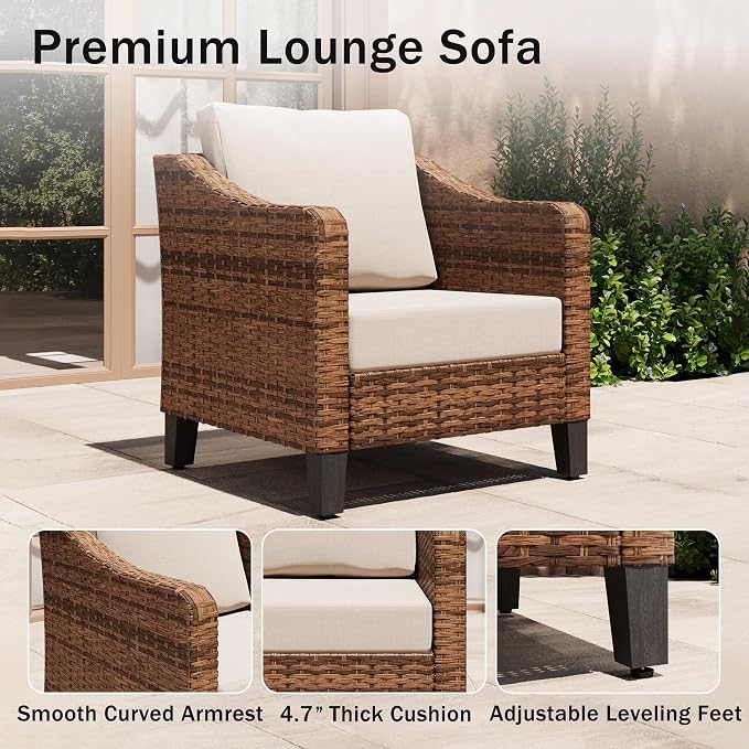 4-Piece Patio Conversation Sets, Outdoor Sectional Sofa 2-Tier Coffee Table - Image 4