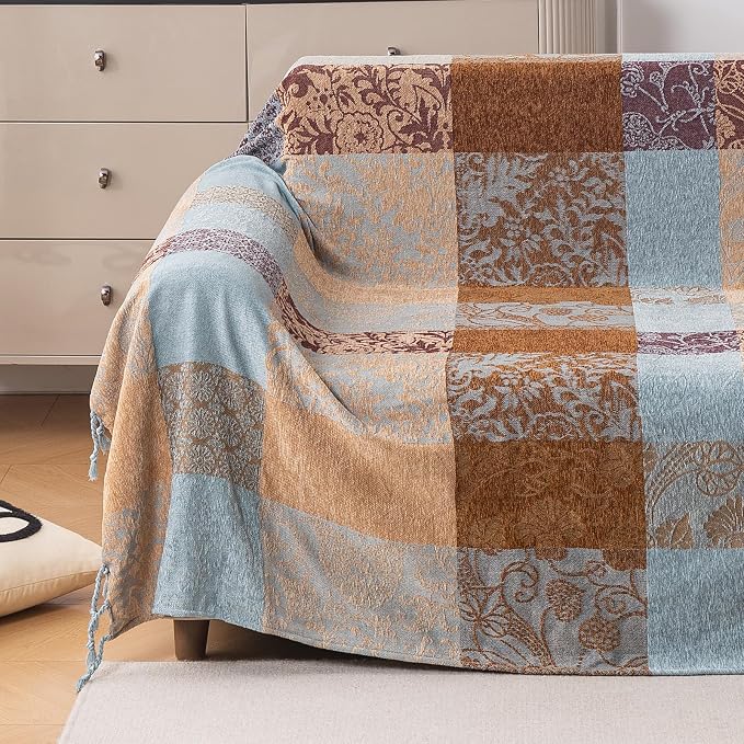 Boho Chenille Throw Blanket, Bohemian Jacquard Tassels Cover - Image 6