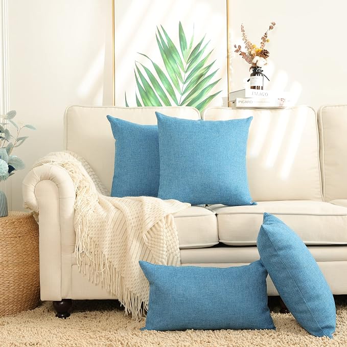 Stellhome Burlap Throw Pillow Covers 18x18 inch - Image 4