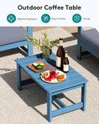 SERWALL 3 Pieces HDPE Outdoor Sofa Bistro Set - Image 6