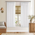 Semi Sheer Pinch Pleated Boho Linen Window Curtains 63 Inch Long 2 Panels | by Twodrapes