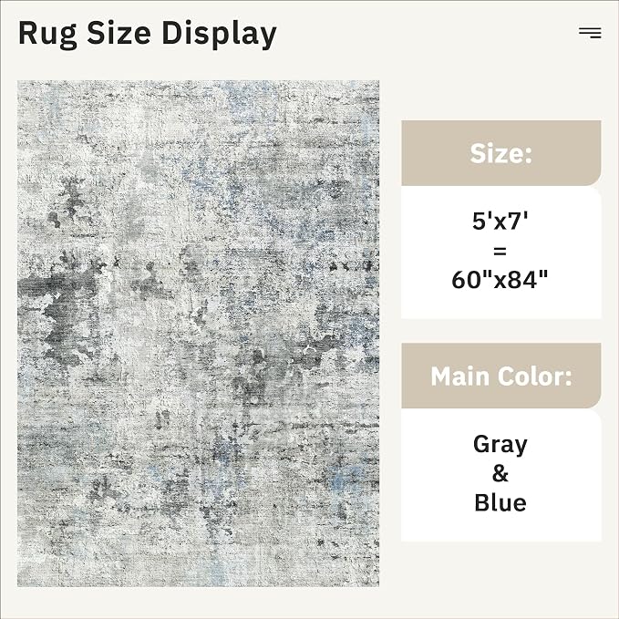 Soalmost Abstract Rug 5x7 Washable Area Rugs - Image 5