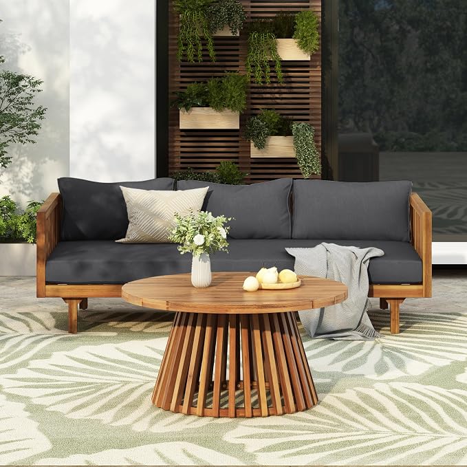 Merax Outdoor Acacia Wood Conversation Set - Image 2