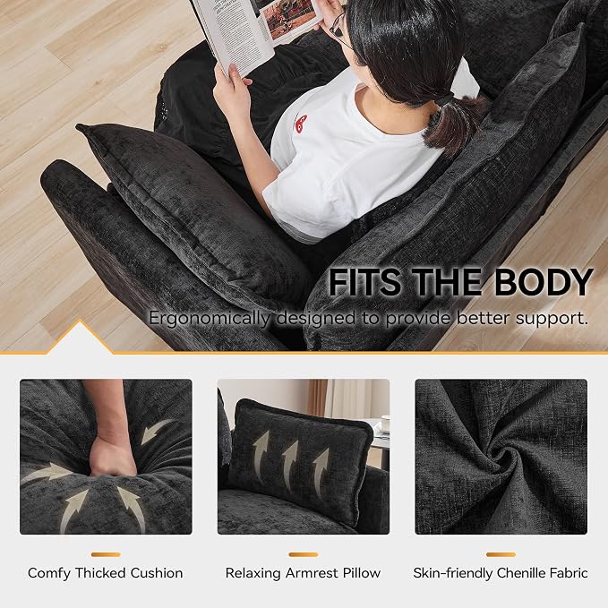 147'' Oversized U Shaped Cloud Sectional Sofa, Chenille Deep Seat Couches - Image 4