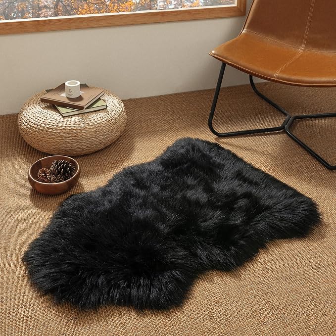 Ashler Faux Fur Rug, 2 x 3 Ft, Machine Washable | Fluffy Sheepskin Fur by AshlerHomeDeco