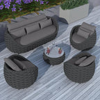 TWT Outdoor Patio Furniture Set-6 Pieces Aluminum Sectional Sofa, Metal Patio - Image 8