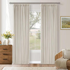 Pleated Cream Ivory 86 Inch Blackout Linen Curtains by Twodrapes
