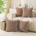 Set of 4 Light Brown Decorative Throw Pillow Covers 20x20 Inch Corduroy Pillow by Cozoomy