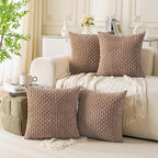 Set of 4 Light Brown Decorative Throw Pillow Covers 20x20 Inch Corduroy Pillow by Cozoomy