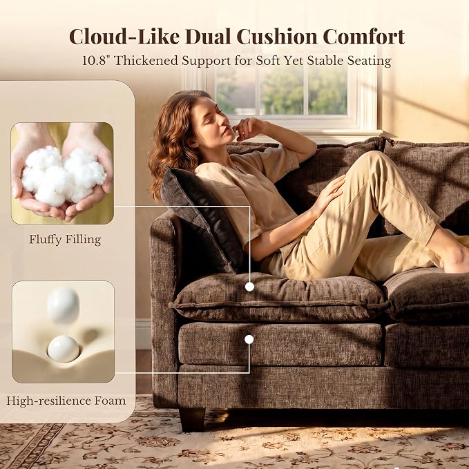 Loveseat Sofa with Cloud 3-Layer Cushion & 27" Deep Seat, Modern Love Seat - Image 4