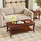 Traditional Distressed Farmhouse Style Coffee Table Set, 2-Piece Solid Wood by MIAUWUUFHOME