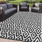SAND MINE Waterproof Outdoor Rug 8x10 ft, Plastic Reversible Rug, Modern Area by SANDMIND
