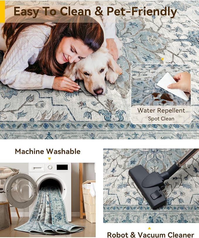 RELEANY Washable Area Rug, Small 2'6"x4', Water Repellent, Pet Friendly - Image 5