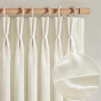 Pleated Extra Long 132 Inch Cream Curtains - Image 2