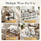 SUPER DEAL Nesting Tables Set of 3, Industrial C Shaped End Table Stackable - Image 5