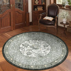 GarveeHome Provence Fog Gray Botanical Grove 5ft Round Rug, Small Circle - Image 3