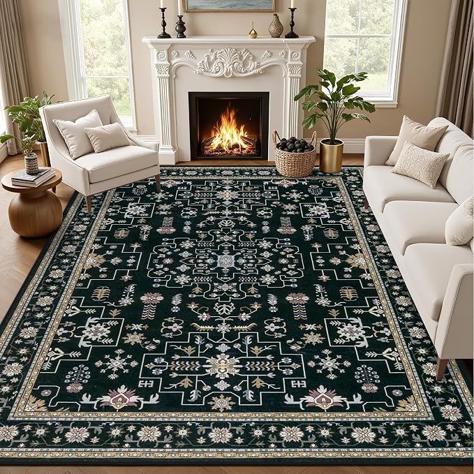 9x12 Area Rugs Living Room: Washable Vintage Rug by EXPEDIX